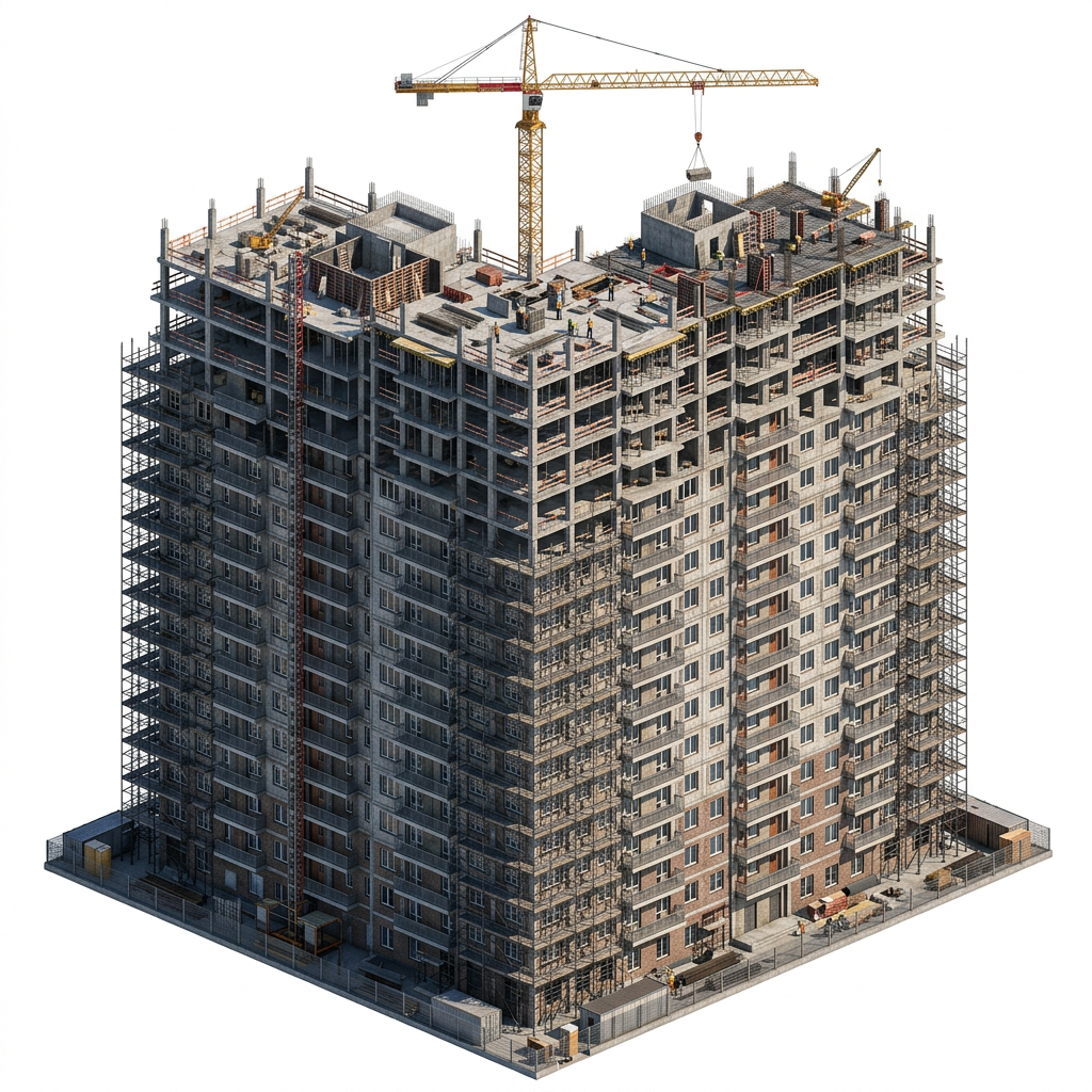 带脚手架的在建建筑